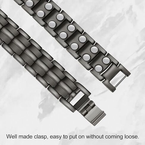 Feraco Magnetic Bracelet for Men Titanium Steel Magnetic Bracelet for Men with Double Row Magnets Adjustable (Black) in Kuwait