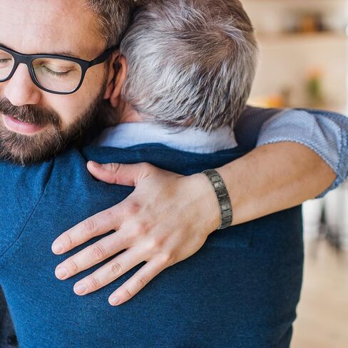 Feraco Magnetic Bracelet for Men Titanium Steel Magnetic Bracelet for Men with Double Row Magnets Adjustable (Black) in Kuwait