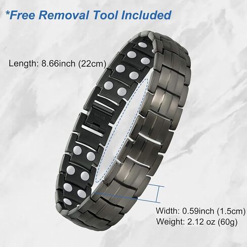 Feraco Magnetic Bracelet for Men Titanium Steel Magnetic Bracelet for Men with Double Row Magnets Adjustable (Black) in Kuwait