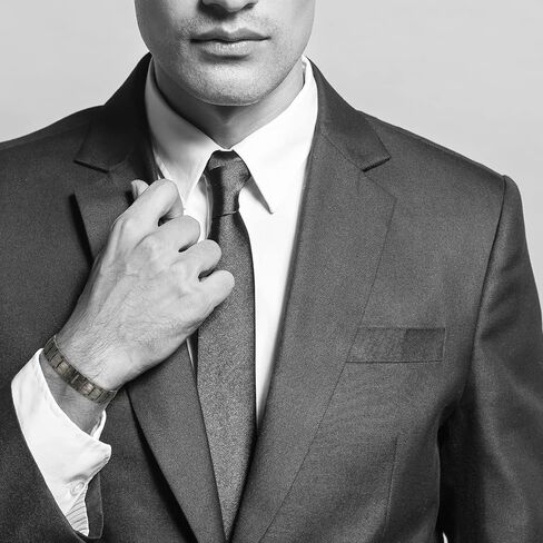 Feraco Magnetic Bracelet for Men Titanium Steel Magnetic Bracelet for Men with Double Row Magnets Adjustable (Black) in Kuwait