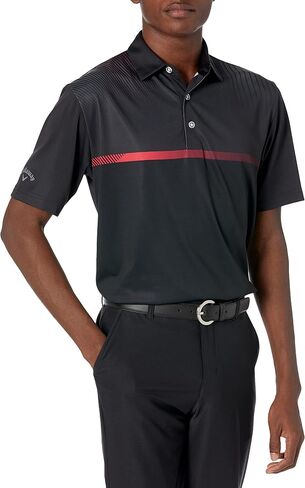 تي شيرت بولو رجالي بأكمام قصيرة من Callaway ذو تصميم عصري مخطط على الصدر in Saudi Arabia