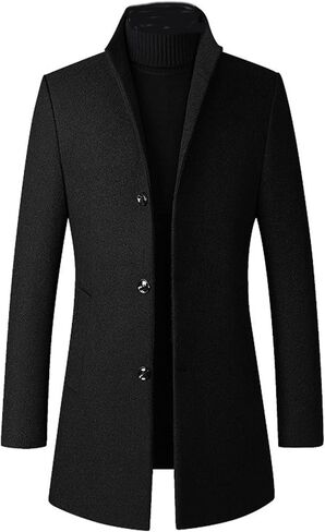 Legou men's Autumn and winter tweed coat Slim jacket men's long section suit collar trench coat in Saudi Arabia