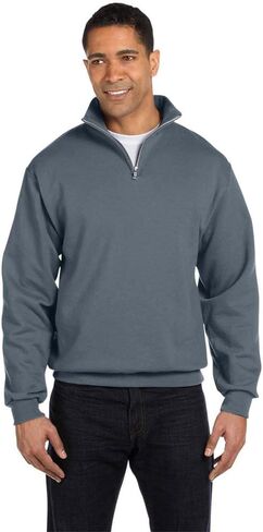 Jerzees mens 8 oz. 50/50 NuBlend Quarter-Zip Cadet Collar Sweatshirt(995M)-CHARCOAL GREY-L in Kuwait