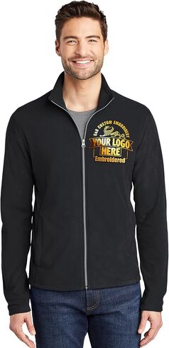 Men's Custom logo Embroidered Full Zip Microfleece Jacket in Saudi Arabia