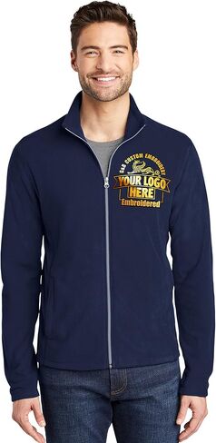 Men's Custom logo Embroidered Full Zip Microfleece Jacket in Kuwait