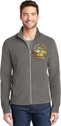 Men's Custom logo Embroidered Full Zip Microfleece Jacket in Kuwait