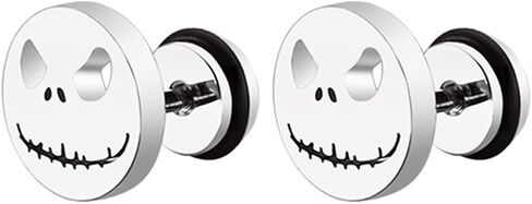 جاك Skellington الجمجمة وأقراط، هالوين الهيكل العظمي رئيس الأذن ترصيع الصغيرة الفولاذ المقاوم للصدأ قبة زر ترصيع المجوهرات in Kuwait