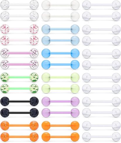 Yaalozei 14G Glow in Dark Nipple Tongue Rings Flexible Industrial Cartilage Nipple Tongue Retainer Straight Barbell Piercing Jewelry 5/8Inch 16mm 12PCS-36pcs-48pcs in Saudi Arabia