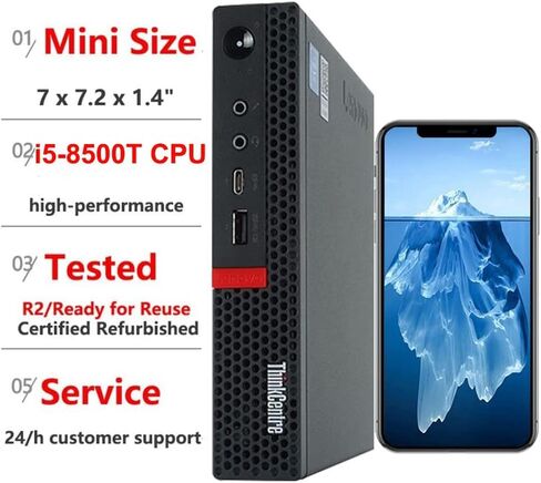 Lenovo ThinkCentre M920q Tiny Desktop,Intel 6 Core i5-8500T,16GB RAM,256GB NVME SSD,HDMI,DisplayPort,AX210 WiFi,Bluetooth,Keyboard Mouse,Windows 11 Pro(Renewed) in Saudi Arabia