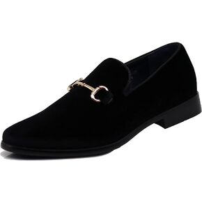 SPT03 Men's Vintage Plain Velvet Dress Loafers Slip On Shoes Classic Tuxedo Dress Shoes