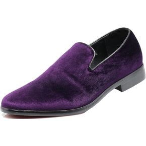 SPT03 Men's Vintage Plain Velvet Dress Loafers Slip On Shoes Classic Tuxedo Dress Shoes in Saudi Arabia