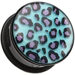 Glow in The Dark Cheetah Print Single Flared Ear Gauge Plug in Saudi Arabia