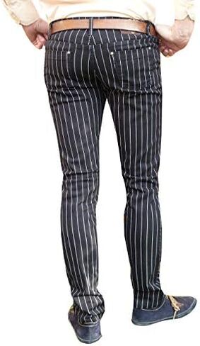 Mens Retro Pin Striped Pants Black Pinstripe Mod Trousers in Saudi Arabia