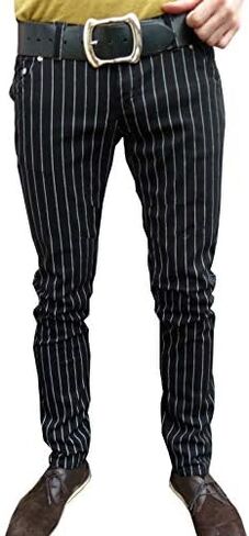 Mens Retro Pin Striped Pants Black Pinstripe Mod Trousers in Saudi Arabia