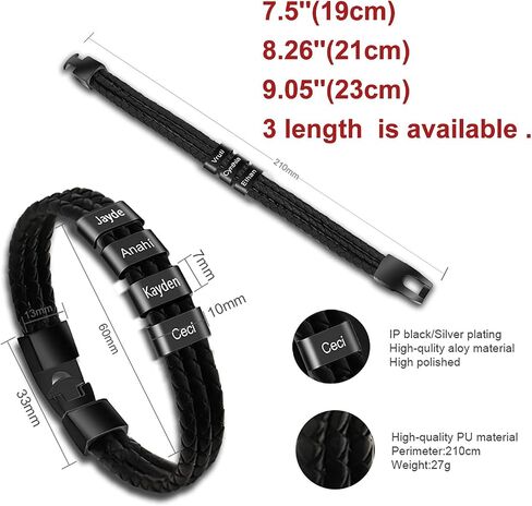 Personalized Men Braid Bracelets with Custom Names Leather Bracelets for Men Women Men Personalized Leather Bracelets Engraved Bracelet for Christmas in Saudi Arabia