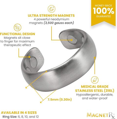 MagnetRX® Ring - Elegant Stainless Steel Ring - Rings for Men (Polished Silver | Size: 12) in Saudi Arabia