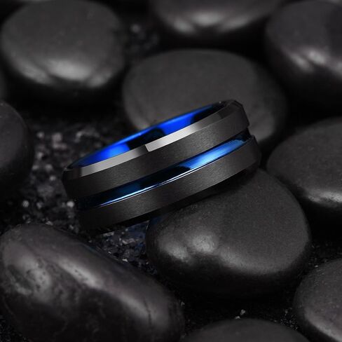 King Will Tungsten Rings for Men Two Tone Grooved Mens Wedding Band Cool Promise Engagement Matte Finished Beveled Edge in Saudi Arabia