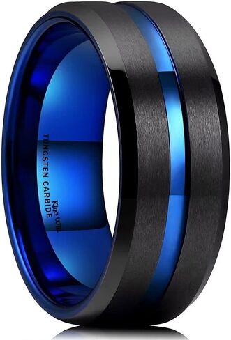 King Will Tungsten Rings for Men Two Tone Grooved Mens Wedding Band Cool Promise Engagement Matte Finished Beveled Edge in Saudi Arabia