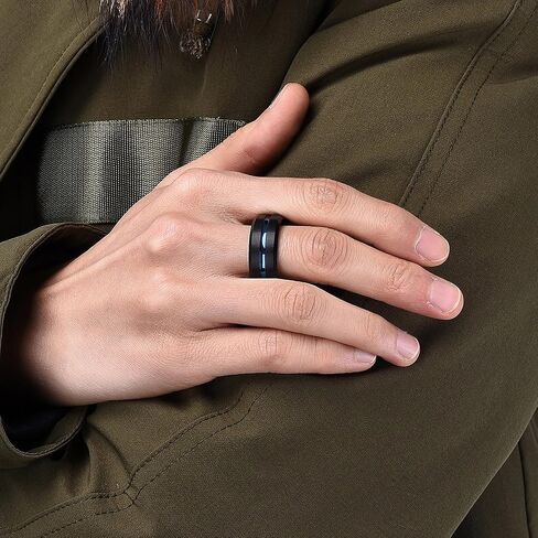 King Will Tungsten Rings for Men Two Tone Grooved Mens Wedding Band Cool Promise Engagement Matte Finished Beveled Edge in Saudi Arabia