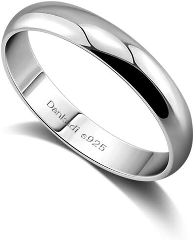 Dankadi Simple Fashion S925 Sterling Silver Ring Smooth Plain Dome Comfort Solid Silver Wedding Ring For Men & Women 3.5 mm Ring 3-13# in Saudi Arabia