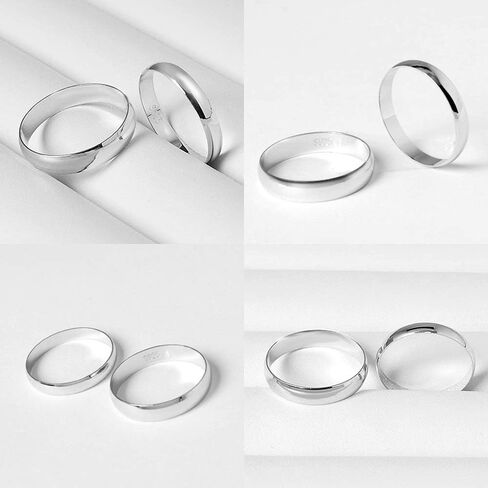 Dankadi Simple Fashion S925 Sterling Silver Ring Smooth Plain Dome Comfort Solid Silver Wedding Ring For Men & Women 3.5 mm Ring 3-13# in Saudi Arabia