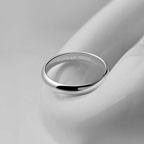 Dankadi Simple Fashion S925 Sterling Silver Ring Smooth Plain Dome Comfort Solid Silver Wedding Ring For Men & Women 3.5 mm Ring 3-13# in Saudi Arabia