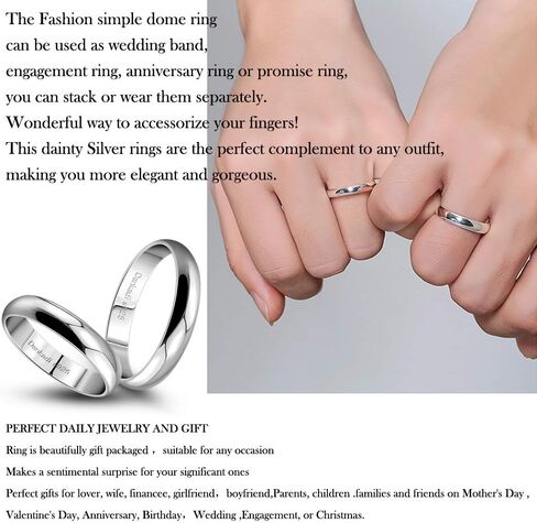 Dankadi Simple Fashion S925 Sterling Silver Ring Smooth Plain Dome Comfort Solid Silver Wedding Ring For Men & Women 3.5 mm Ring 3-13# in Saudi Arabia