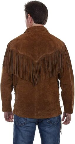 Scully Men's Fringed Boar Suede Leather Long Sleeve Western Shirt - 5-86 in Kuwait