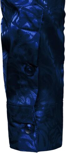 ZEROYAA Men's Hipster Jacquard Long Sleeve Satin Silk Like Button Up Dress Shirts for Party Prom in Kuwait