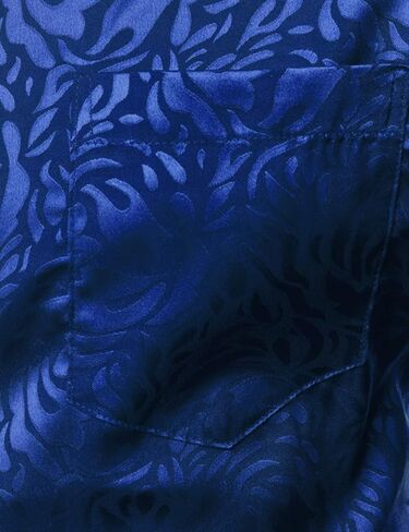 ZEROYAA Men's Hipster Jacquard Long Sleeve Satin Silk Like Button Up Dress Shirts for Party Prom in Kuwait