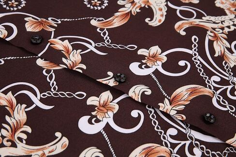 Premiere Men's Colorful Paisley Designer Fashion Dress Shirt Floral Casual Shirt Woven Long Sleeve Button Down Shirt in Kuwait