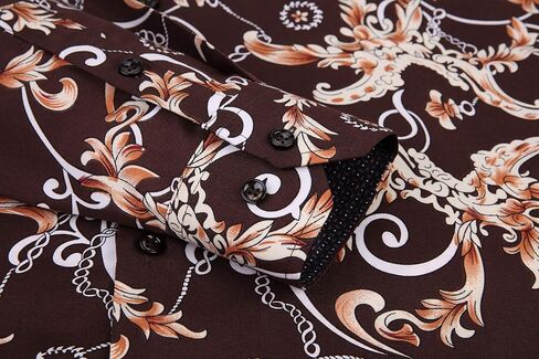 Premiere Men's Colorful Paisley Designer Fashion Dress Shirt Floral Casual Shirt Woven Long Sleeve Button Down Shirt in Kuwait