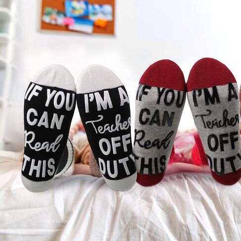 4 أزواج إذا كنت تستطيع قراءة هذا أنا معلم قبالة واجبات مضحكة جوارب الجدة المعلم لعيد الميلاد عيد الميلاد in Kuwait