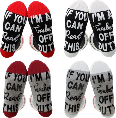 4 أزواج إذا كنت تستطيع قراءة هذا أنا معلم قبالة واجبات مضحكة جوارب الجدة المعلم لعيد الميلاد عيد الميلاد in Kuwait