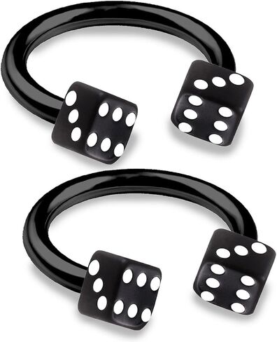 Bodyjewellery 2 قطعة 16 جرام 5/16 حلقة حدوة الحصان الحاجز كاتيلاج هوب الأنف الشفاه الزنمة روك إلى الأمام اللولب الأسود بأكسيد النرد الكرة-اختيار اللون in Saudi Arabia