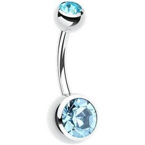 WildKlass Jewelry Double Gem Ball Steel Ball Belly Button Ring