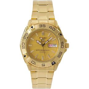 Seiko 5 Sports #SNZB26J1 Men's Japan Gold Tone Stainless Steel 100M Automatic Dive Watc1 by Seiko Watches in Saudi Arabia