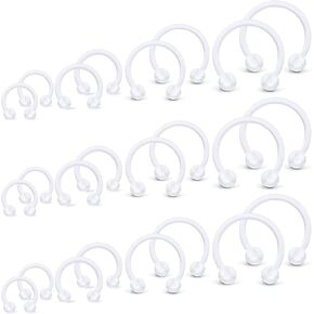 Hoeudjo Septum Ring Retainer 16G Clear Flexible Bioflex Nose Lip Cartilage Hoop Earring Horseshoe Piercing for Work 20-24Pcs 6mm 8mm 10mm 12mm