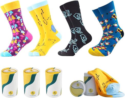 CitySokken Fun Socks for Men - Crew Socks Mens Dress Socks Colorful - Funny Mens Socks 4 Pack in Kuwait