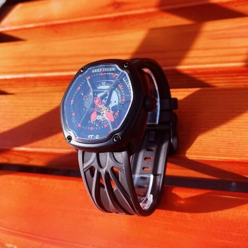 Reef Tiger Luxury Dive Designer Watches Super Luminous Nylon/Leather/Rubber Strap Watch RGA90S7 in Kuwait