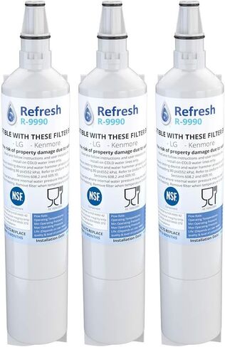 Refresh Replacement for LG 5231JA2006A, 5231JA2006B, LT600, LT600P also fits Kenmore 46-9990, 9990, 469990 Refrigerator Water Filter (3 Pack) in Saudi Arabia