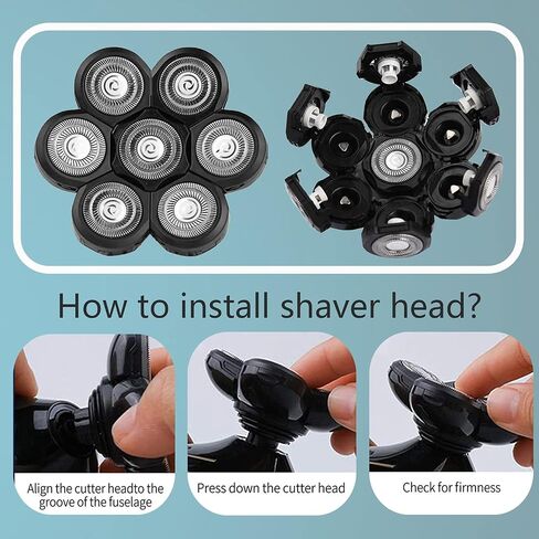 Roziaplus 7D Electric Shavers Replacement Heads Bald Replacement Heads Razor Blades Electric Replacement Heads for Electric Razors Head Shaver Replacement Blade Bald Head Shavers for Men in Saudi Arabia