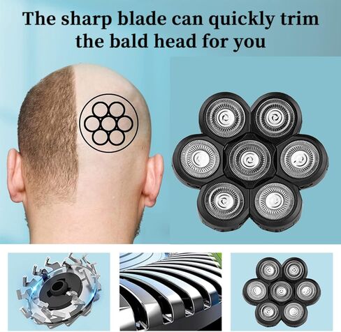 Roziaplus 7D Electric Shavers Replacement Heads Bald Replacement Heads Razor Blades Electric Replacement Heads for Electric Razors Head Shaver Replacement Blade Bald Head Shavers for Men in Saudi Arabia