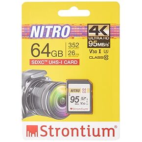 Strontium Nitro 128GB SD SDXC Flash Memory Card 95MB/s UHS-I U3 V30 Class 10 High Speed for DSLR Mirrorless Cameras (SRN128GSDU3QR) in Saudi Arabia