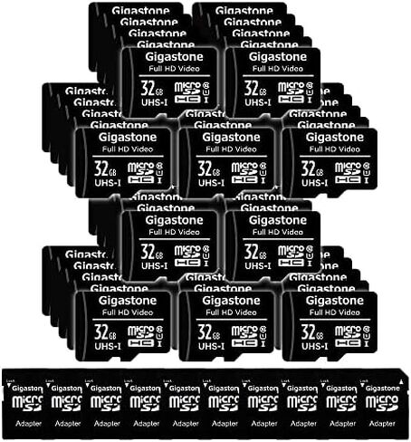 GIGASTONE 32GB Micro SD Card 50-Pack, Full HD Video, Surveillance Security Cam Action Camera Drone, 90MB/s Micro SDHC UHS-I U1 C10 Class 10, with Adapter in Saudi Arabia