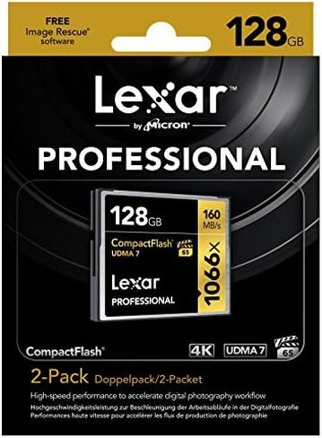 Lexar Professional 1066x 64GB (2-Pack) CompactFlash Card, Up to 160MB/s Read, for Professional Photographer, Videographer, Enthusiast (LCF64GCRBNA10662) in Saudi Arabia