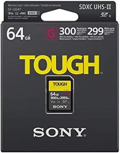 Sony SF-G32T/T1 Tough High Performance SDHC UHS-II Class 10 U3 Flash Memory Card with Blazing Fast Read Speed up to 300MB/s, 32GB Black in Saudi Arabia