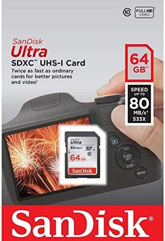 بطاقة ذاكرة سانديسك الترا 16 جيجابايت فئة 10 SDHC UHS-I بسرعة تصل إلى 80 ميجابايت/ثانية (SDSDUNC-016G-GN6IN) in Kuwait