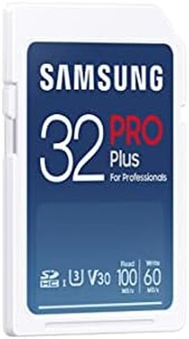 بطاقة ذاكرة SD كاملة الحجم من سامسونج PRO Plus SDXC سعة 256 جيجابايت مع محول، تدعم فيديو 4K UHD، وتوسيع التخزين لمحترفي الوسائط الرقمية والمصورين، MB-SD256K/AM in Saudi Arabia