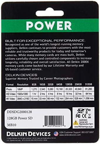 Delkin Devices POWER 32GB SD Memory Card - UHS-II (U3/V90) 300MB/s Read 250MB/s Write | SDXC Memory Card for 8K, 4K, HDR, 360º Video | High Performance SD Card 32GB for Cameras in Saudi Arabia